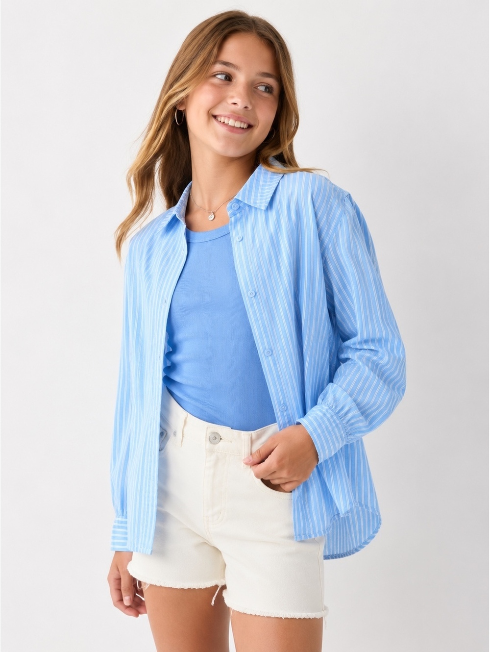 Zara Kids Girls Striped Shirt & Tank Top Set Blue Size 11-12Y NWOT